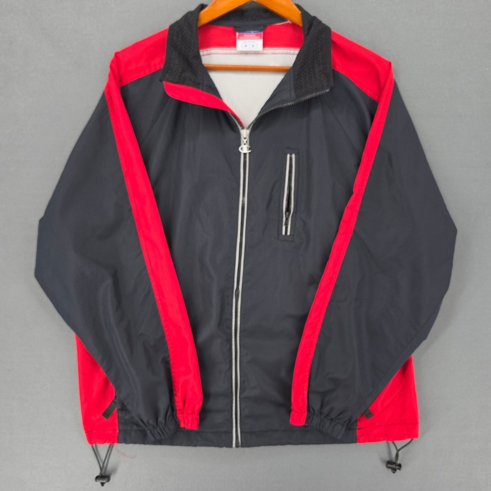 Champion Authentic Athletic Apparel Navy Red Windbreaker Jacket Mens Medium